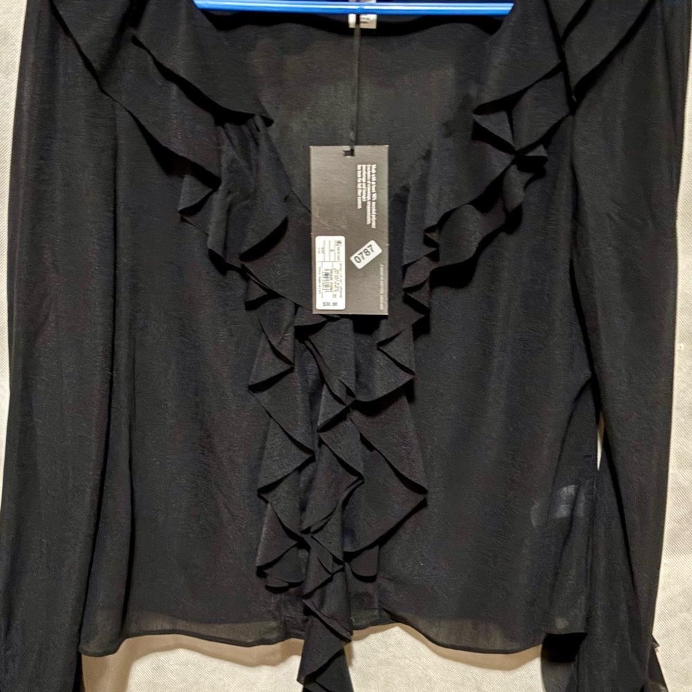 Chic Black Ruffled Women's Blouse